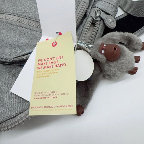 Kipling Seoul Extra Large 17" Laptop Backpack Silver Glimmer Metallic Grey NWT - Picture 8 of 8